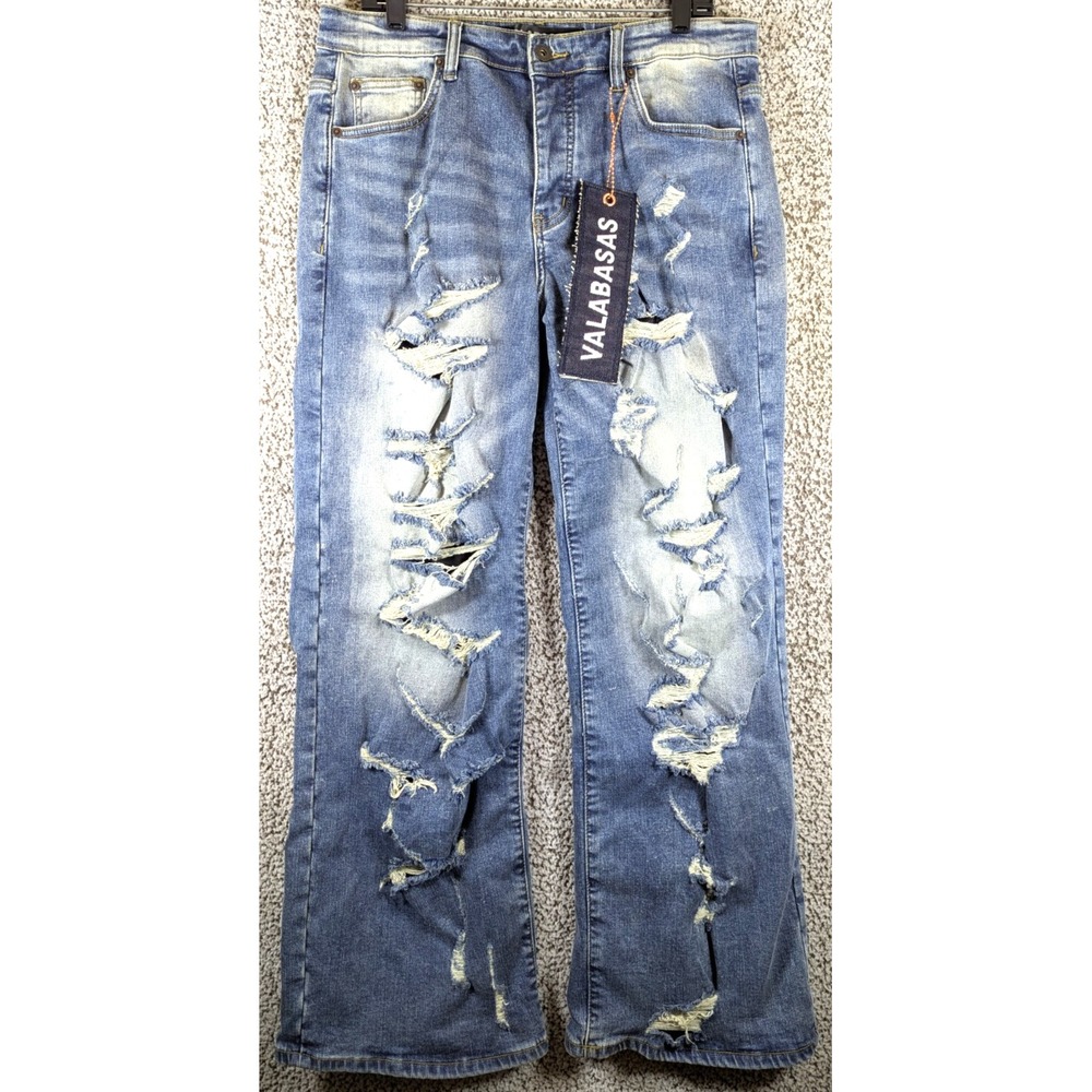 Valabasas Men's Distressed Jeans Size 36x32 Streetwear Party Grunge Boho Memphis